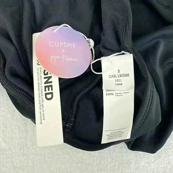 NEW One Piece Swimsuit Size S Black Deep Plunge Cheeky Cutouts High Waist Beach - Picture 6 of 6